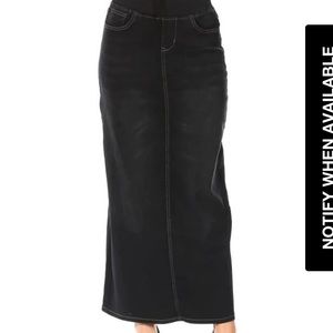 Stretchy, modest black denim maxi skirt!